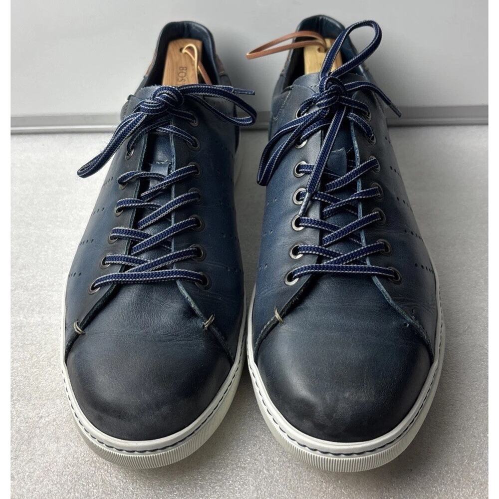 Zelli Russo Men's Sneaker Size 10 Burnish Calfskin & Crocodile Navy Blue